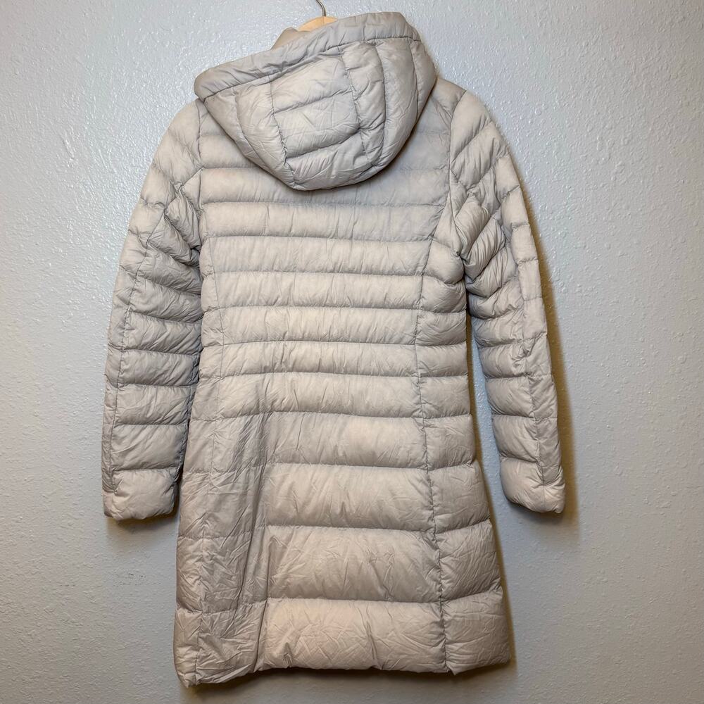 Uniqlo Ultra Light Long Genuine Down Coat Puffer Winter Nylon Beige Women's XS - Picture 11 of 11